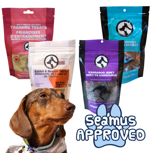 Seamus McWeenie Snack Box - Dog Treat Box - Sardine - Kangaroo - Rabbit and Beaver - Salmon
