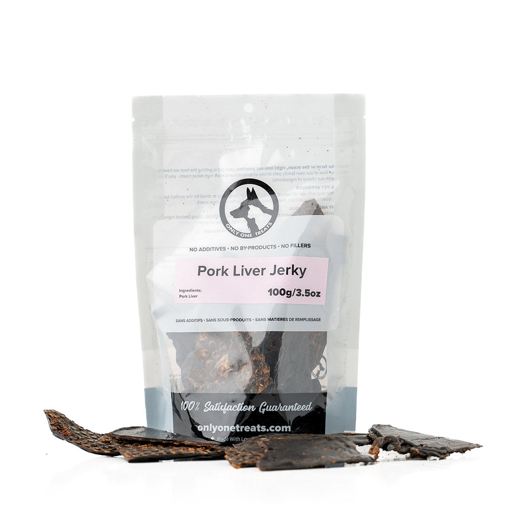 Pork Liver Jerky 100g - Only One Treats Canada Wholesale Bulk