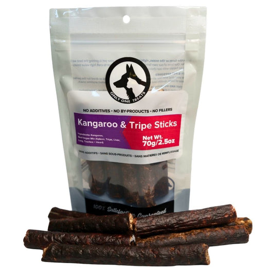 Kangaroo & Beef Tripe Sticks 70g - Only One Treats